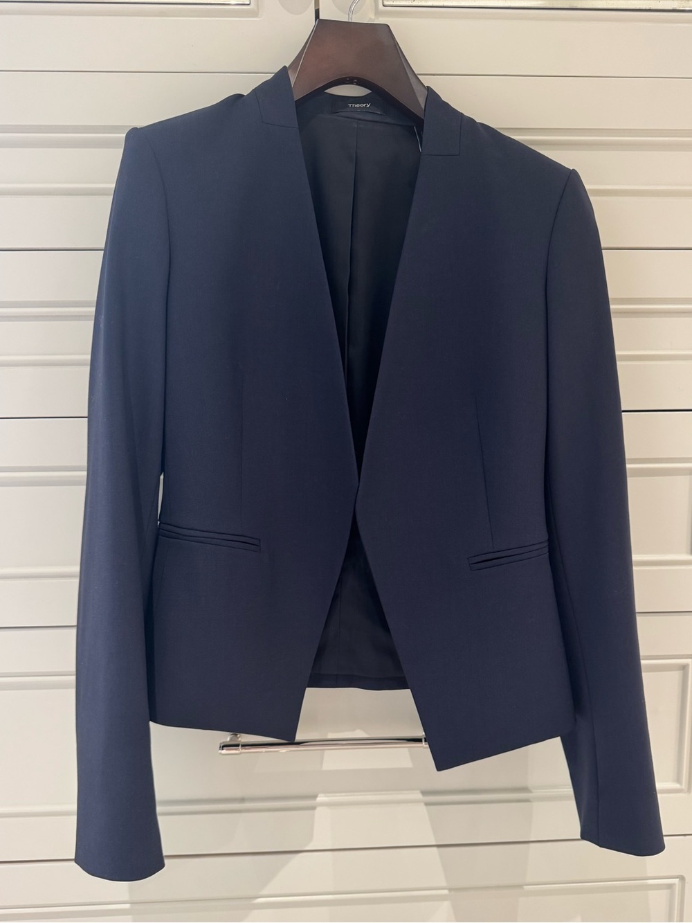 Tailored Navy Women's Open-Front Blazer